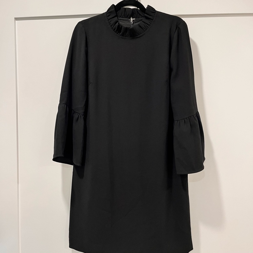J.Crew black ruffle neck black mini dress size 6 - Picture 5 of 12